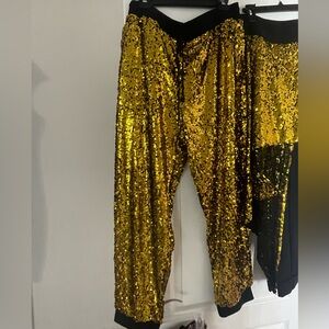New York and Co gold and black sequin joggers